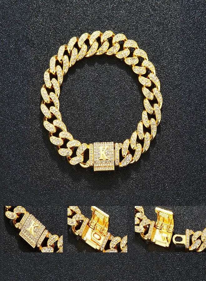 Jacruces Custom Cuban Link Initial Bracelet for Men Womens Gold Silver Bracelet Hip Hop Mens Jewelry Iced Out Chain Bracelet Bling Bracelets for Women Gifts for Boyfriend Men Husband - Image 3